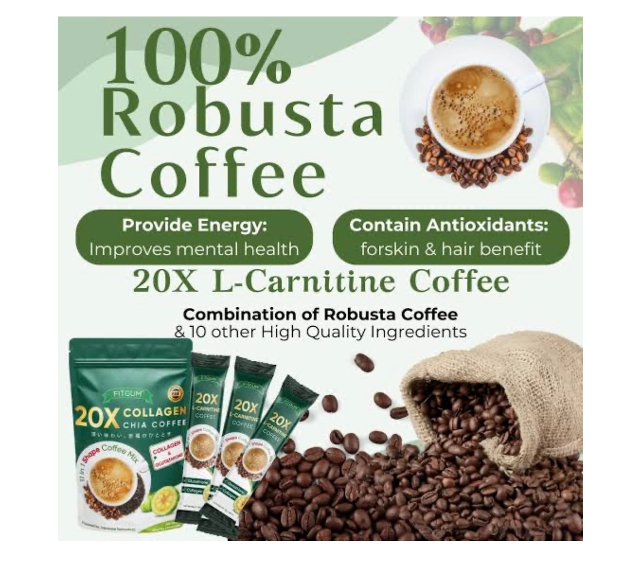 Fit gum 20x Collagen Chia Coffee