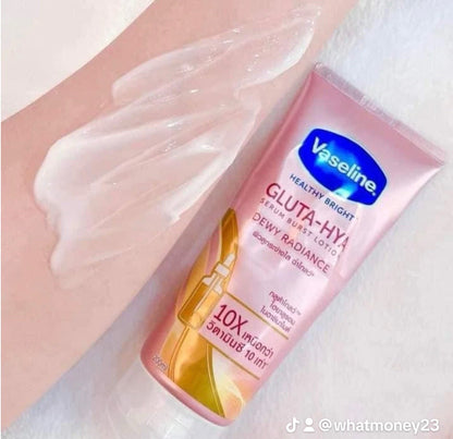 Vaseline Gluta - HYA Serum - Dewy Radiance 70X Whitening
Lotion 290 ml (PINK)
Vaseline.
HEALTHY BRIGHT"
GLUTA-HYA